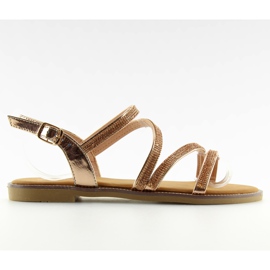 Sandałki z cyrkoniami różowe K952 Champagne