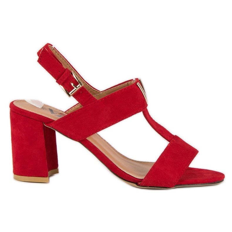 Damskie sandały na słupku czerwone