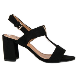 Damskie sandały na słupku czarne