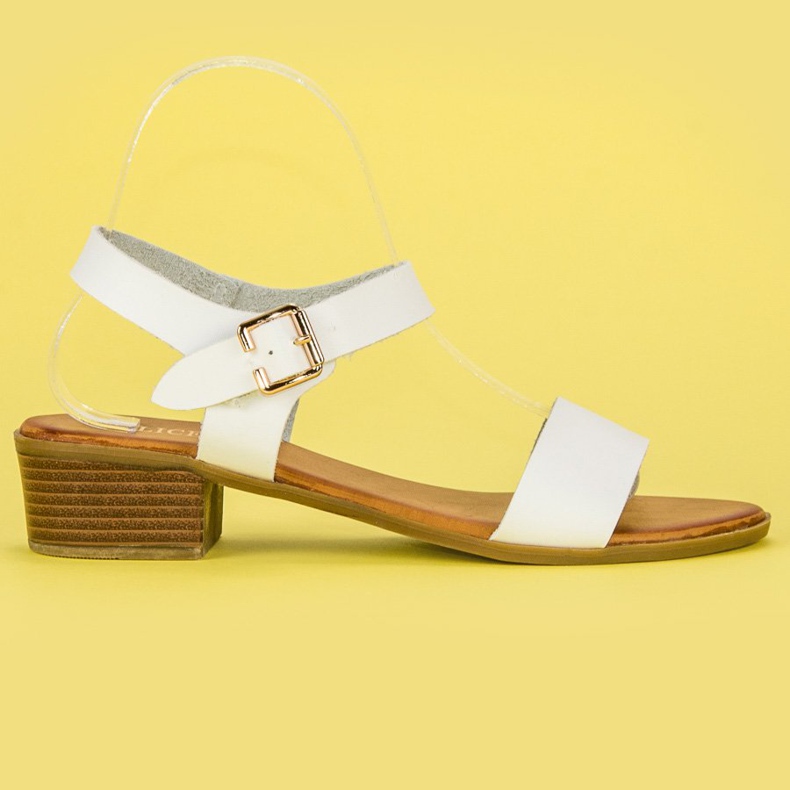 Licean Sandały na niskim obcasie białe