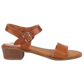 Licean Sandały na niskim obcasie brązowe