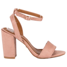 Tina&Co Stylowe sandały na słupku różowe