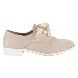 Tina&Co Wiązane Półbuty Z Perełkami brązowe