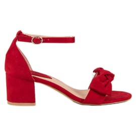 Top Shoes Czerwone sandały na obcasie