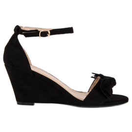 L. Lux. Shoes Stylowe sandały na koturnie czarne