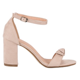 Diamantique Eleganckie sandały na słupku brązowe