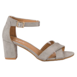 SDS Zamszowe sandały na słupku szare