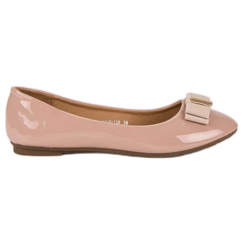 Lakierowane baleriny z kokardą różowe