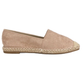 Best Shoes Beżowe zamszowe espadryle beżowy