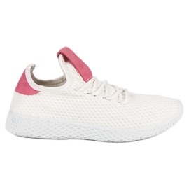 Białe obuwie sportowe różowe