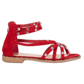 Bello Star Sandały Na Suwak czerwone