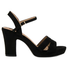 Milaya Modne sandały na obcasie czarne
