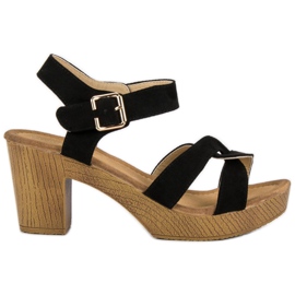 Lekkie sandały na słupku czarne