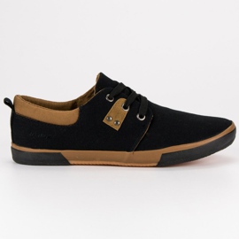 Czarne wiązane trampki brązowe