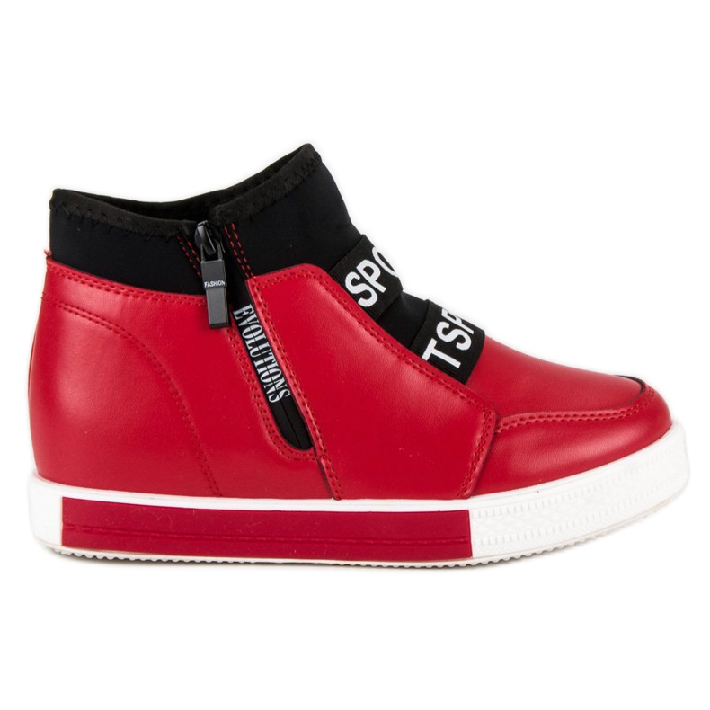 Czerwone sneakersy na suwak czarne