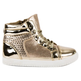 Lakierowane trampki nad kostkę żółte