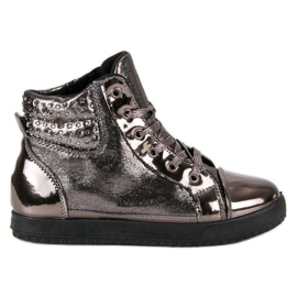 Wiązane sneakersy brązowe