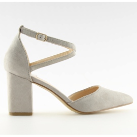 Czółenka na słupku szare SY40 grey