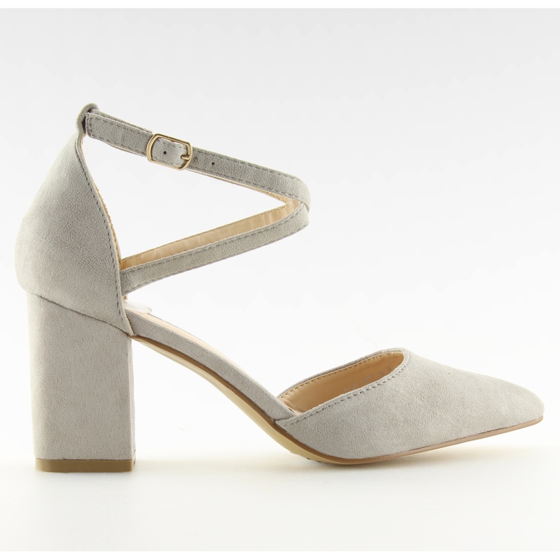 Czółenka na słupku szare SY40 grey