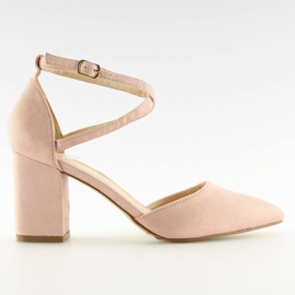 Czółenka na słupku różowe SY40 pink