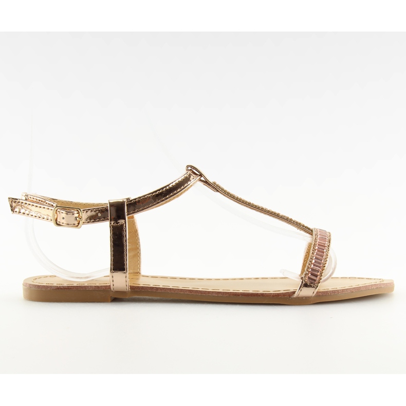 Sandałki z cyrkoniami różowe SY644