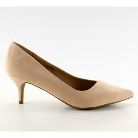 Zamszowe czółenka na niskiej szpilce ZH02 różowe