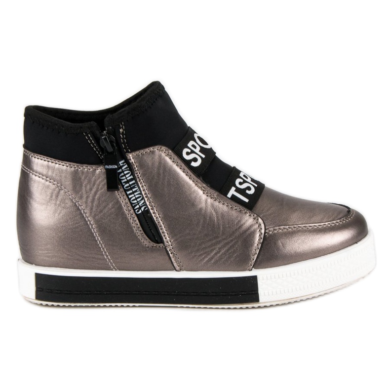 Grafitowe sneakersy na suwak brązowe szare