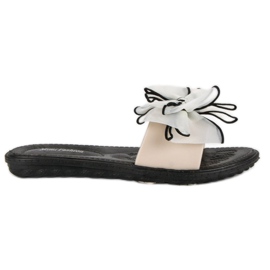 Klapki z kokardą brązowe