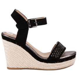 Sweet Shoes Czarne espadryle na koturnie