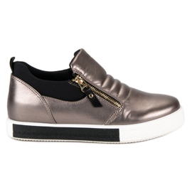 Grafitowe trampki na suwak szare