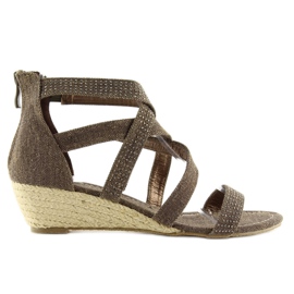 Sandały espadryle ME11783 coffe brązowe