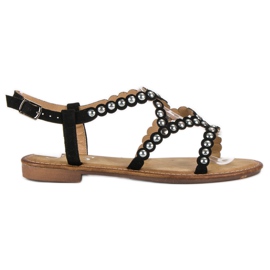 Small Swan Casualowe Płaskie Sandały czarne