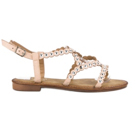 Small Swan Casualowe Płaskie Sandały brązowe