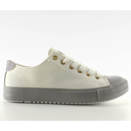 Trampki na kolorowej gumie W-3051 White białe