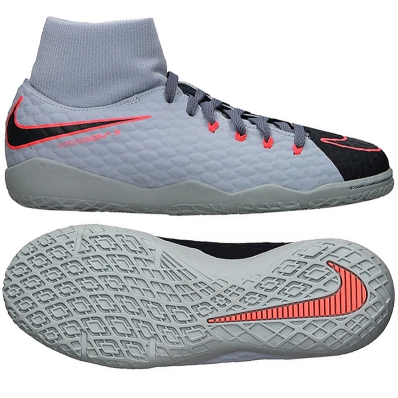 Buty halowe Nike HypervenomX Phelon Iii Df Ic Jr 917774-400 szare szare