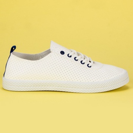 Kylie Ażurowe Wiązane Trampki białe