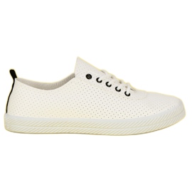 Kylie Ażurowe Wiązane Trampki białe