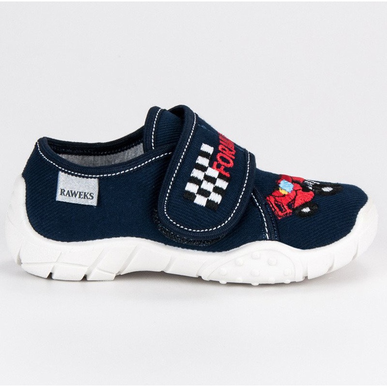 Raweks Chłopięce kapcie na rzep niebieskie