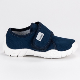 Raweks Chłopięce kapcie na rzep niebieskie