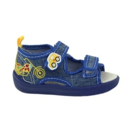 American Club American sandałki buty dziecięce wkładka skórzana niebieskie żółte