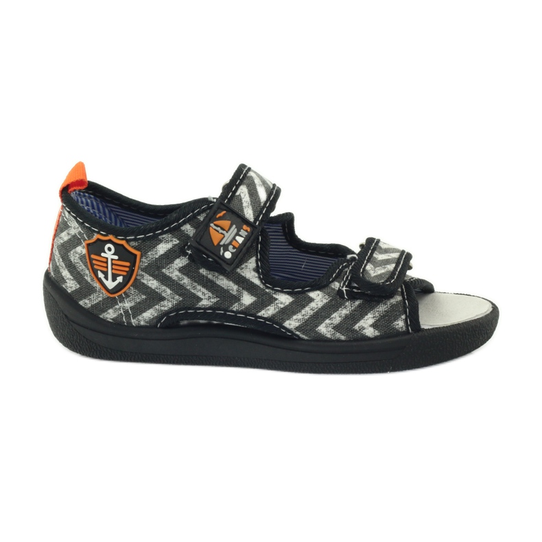 American Club American sandałki buty dziecięce wkładka skórzana czarne pomarańczowe szare