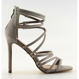 Sandałki na szpilce szare LE039 Grey