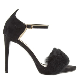 Sandałki na szpilce czarne L6120 Black