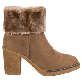 Seastar Zamszowe botki z futerkiem czarne brązowe