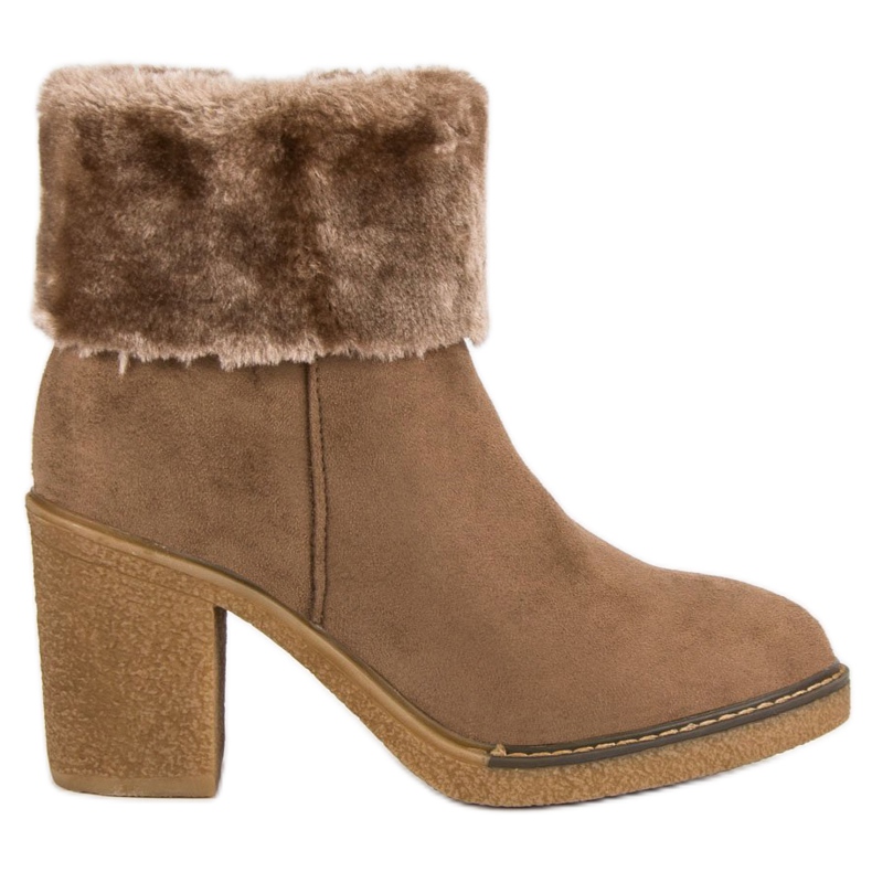 Seastar Zamszowe botki z futerkiem czarne brązowe