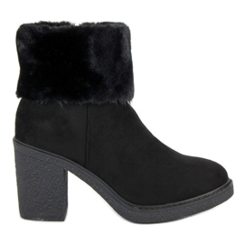Seastar Zamszowe Botki Z Futerkiem czarne