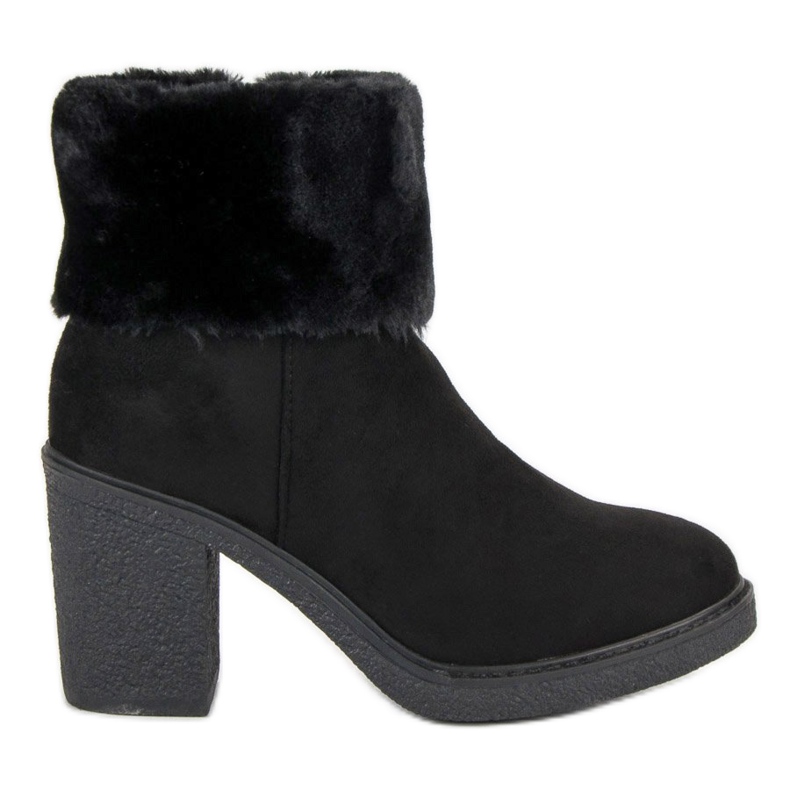 Seastar Zamszowe Botki Z Futerkiem czarne