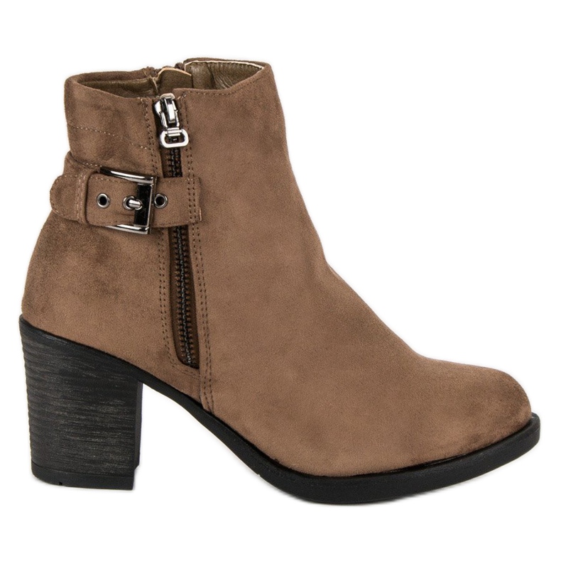 Small Swan Modne botki damskie brązowe