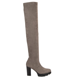 Vinceza Szare zamszowe muszkieterki