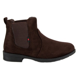 Lady Fashion Wsuwane zamszowe botki brązowe